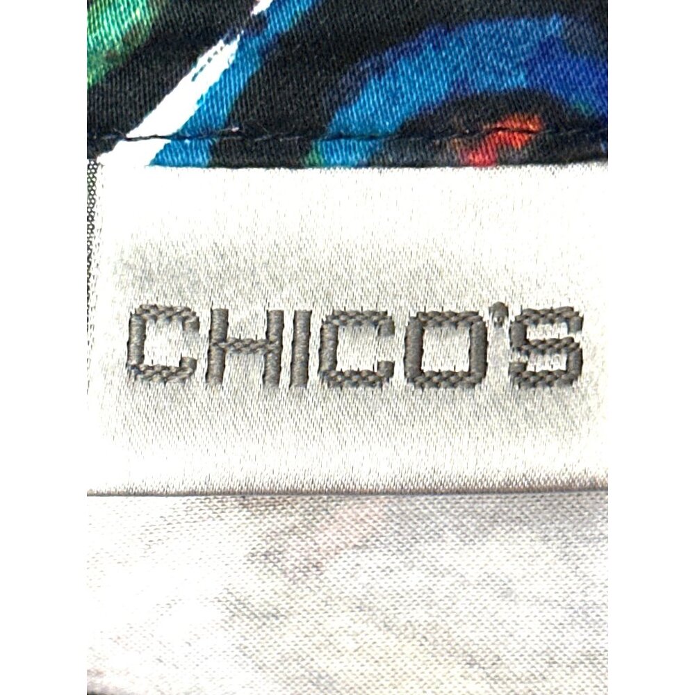 Chicos Abstract Print Jacket Button Front Colorful Artsy Statement Shacket SZ 2 - Picture 8 of 9